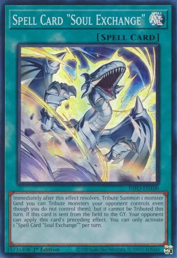 Spell Card  Soul Exchange  [INFO-EN100] Super Rare Hot on Sale