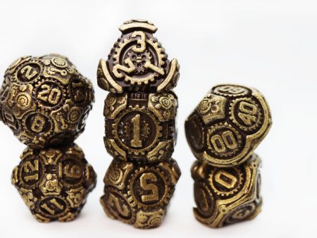 Airship Gears: Brazen Bulkhead METAL RPG DICE SET For Cheap