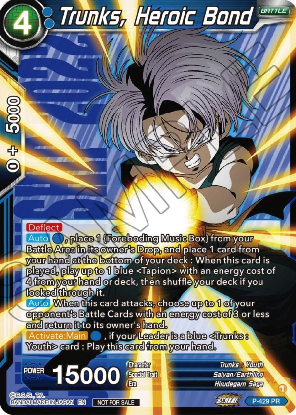 Trunks, Heroic Bond (P-429) [Promotion Cards] Online Sale